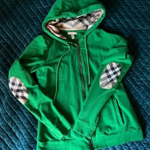 Authentic Burberry Zip Up Hoodie. Bright Green for Spring!